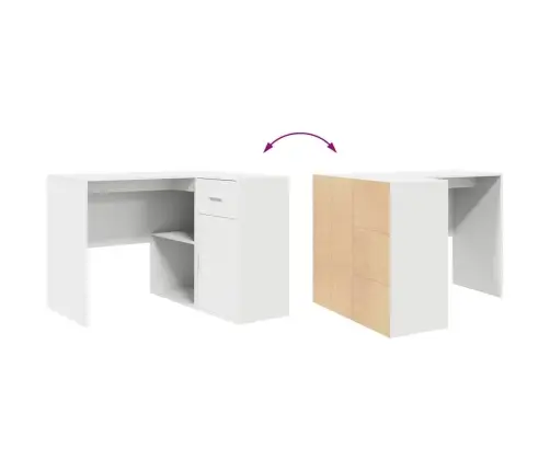 Stūra Galds Balts 102X88X75 Cm Inženierijas Koks Vidaxl