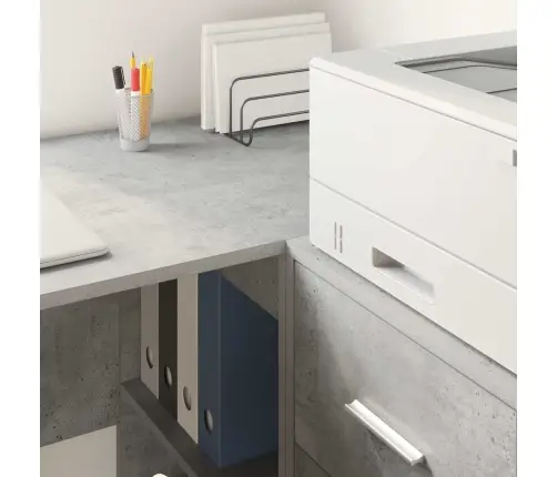 Stūra Rakstāmgalds Ar Atvilktni Betona Pelēks 102 X 50 X 75 Cm Vidaxl