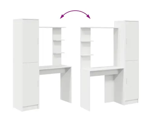 Galds Ar Uzglabāšanu, Balts, Inženierijas Koks Vidaxl