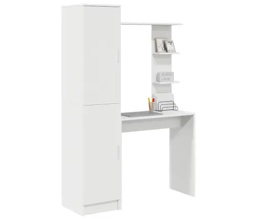 Galds Ar Uzglabāšanu, Balts, Inženierijas Koks Vidaxl