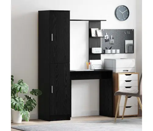 Galds Ar Uzglabāšanu 2 Pcs Melns Ozols 78.5 X 37 X 154.5 Cm Vidaxl