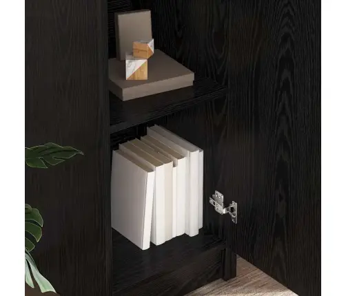 Galds Ar Uzglabāšanu 2 Pcs Melns Ozols 78.5 X 37 X 154.5 Cm Vidaxl