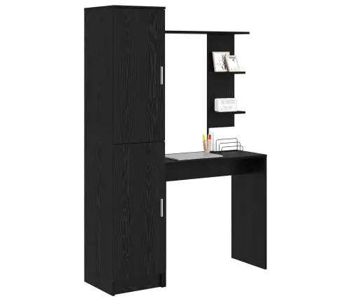 Galds Ar Uzglabāšanu 2 Pcs Melns Ozols 78.5 X 37 X 154.5 Cm Vidaxl