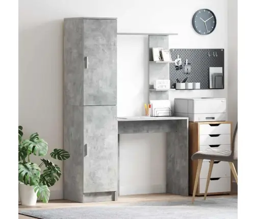 Galds Ar Uzglabāšanu 2 Pcs Betona Pelēks 78.5 X 37 X 154.5 Cm Vidaxl