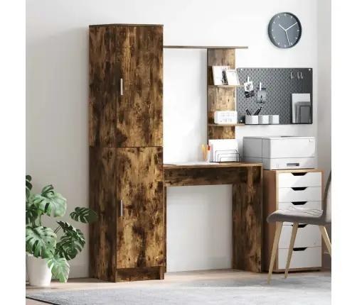 Galds Ar Uzglabāšanu Dūmota Ozola Inženierijas Koks Vidaxl