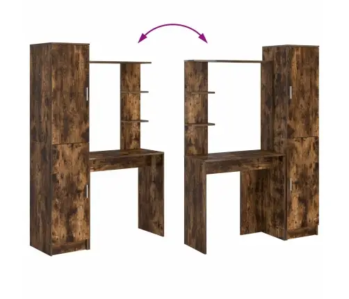 Galds Ar Uzglabāšanu Dūmota Ozola Inženierijas Koks Vidaxl