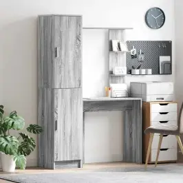 Galds Ar Uzglabāšanu Ar Plauktu 2 Pcs Pelēka Sonomas Ozola Vidaxl