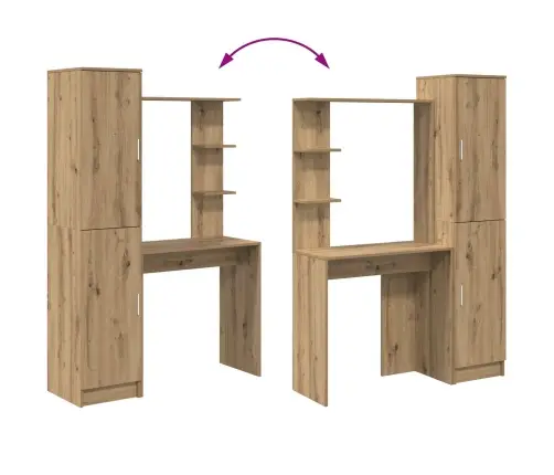 Galds Ar Uzglabāšanu 2 Pcs Amatnieku Ozola 78.5 X 37 X 154.5 Cm Vidaxl