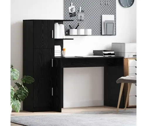 Galds Ar Uzglabāšanu 2 Pcs Melns Ozols 102 X 50 X 124 Cm Vidaxl