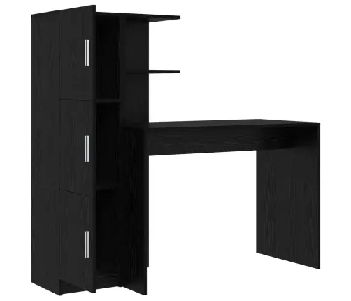 Galds Ar Uzglabāšanu 2 Pcs Melns Ozols 102 X 50 X 124 Cm Vidaxl