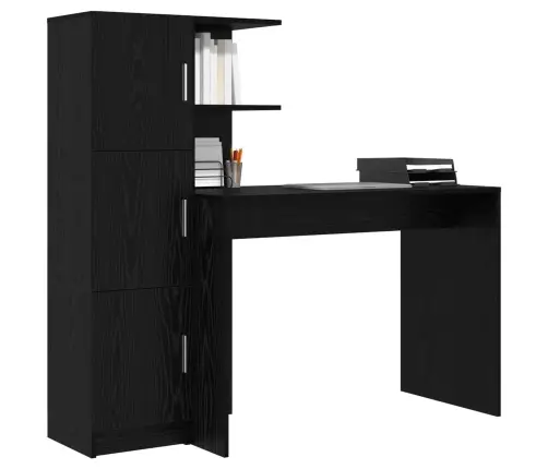 Galds Ar Uzglabāšanu 2 Pcs Melns Ozols 102 X 50 X 124 Cm Vidaxl
