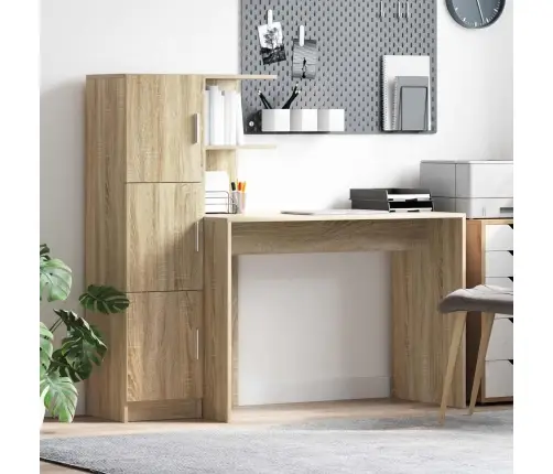 Galds Ar Uzglabāšanu 2 Pcs Sonoma Ozols 102 X 50 X 124 Cm Vidaxl