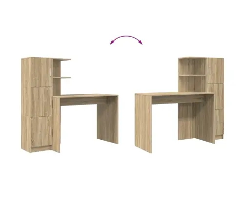 Galds Ar Uzglabāšanu 2 Pcs Sonoma Ozols 102 X 50 X 124 Cm Vidaxl
