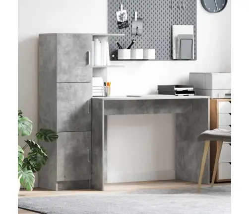 Galds Ar Uzglabāšanu 2 Pcs Betona Pelēks 102 X 50 X 124 Cm Vidaxl