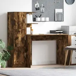 Galds Ar Uzglabāšanu 2 Pcs Dūmaka Ozols 102 X 50 X 124 Cm Vidaxl