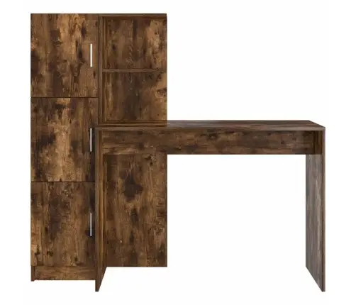 Stalas Su Saugojimo Vieta 2 Pcs Rūkyta Ąžuolas Apdirbta Mediena