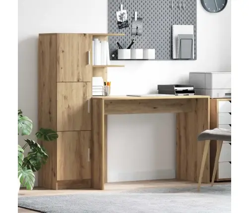 Galds Ar Uzglabāšanu 2 Pcs Amatnieku Ozola 102 X 50 X 124 Cm Vidaxl