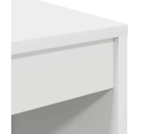 Stalas Su Saugojimo Vieta 2 Pcs Balta Apdirbta Mediena