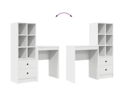 Galds Ar Uzglabāšanu Ar Plauktu 2 Pcs Balts 45.5 X 34 X 127 Cm Vidaxl