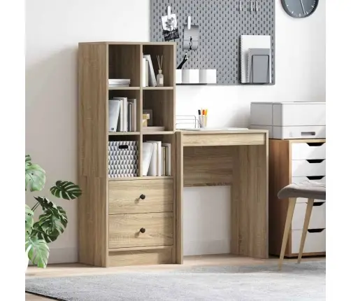 Laud Koos Hoiuruumiga Sahtliga 2 Pcs Sonoma Tamm Tehispuit