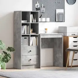 Galds Ar Uzglabāšanu 2 Pcs Betona Pelēks 45.5 X 34 X 127 Cm Vidaxl