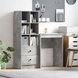 Stalas Su Stalčių 2 Pcs Betono Pilka
