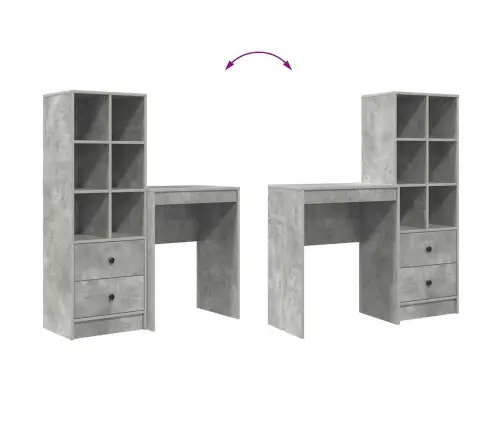 Galds Ar Uzglabāšanu Betona Pelēks Inženierētā Koka Vidaxl