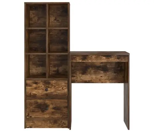 Stalas Su Saugojimo Vieta 2 Pcs Rūkyta Ąžuolas Apdirbta Mediena