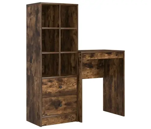 Stalas Su Saugojimo Vieta 2 Pcs Rūkyta Ąžuolas Apdirbta Mediena