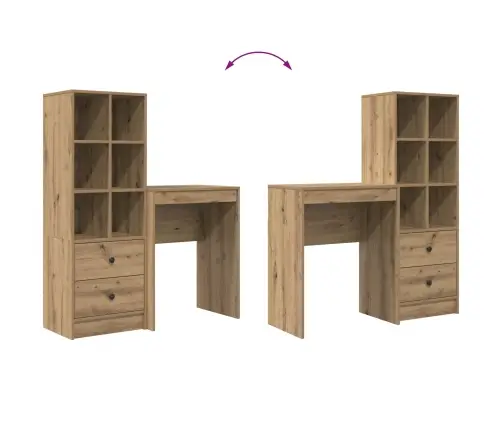 Galds Ar Uzglabāšanu 2 Pcs Amatnieku Ozola 45.5 X 34 X 127 Cm Vidaxl