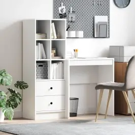 Galds Ar Atvilktni Ar Plauktu Ar Uzglabāšanu 2 Pcs Balts Vidaxl