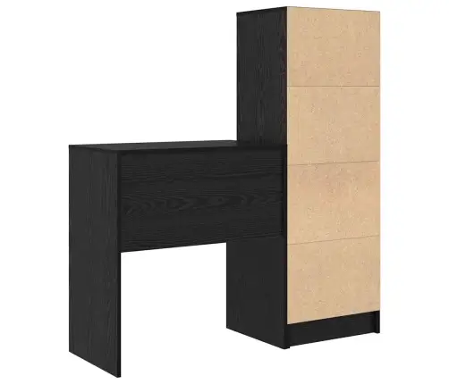 Laud Koos Hoiuruumiga Sahtliga 2 Pcs Must Tamm Tehispuit