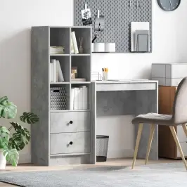 Galds Ar Atvilktni Ar Plauktu 2 Pcs Betona Pelēks Vidaxl Galds Ar Atvilktni Ar Plauktu 2 Pcs Betona Pelēks Vidaxl