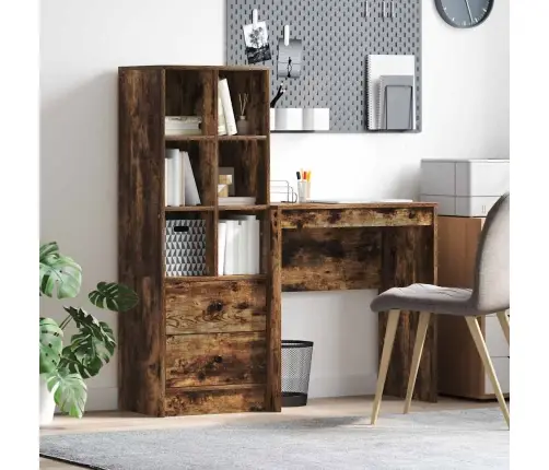 Rakstāmgalds Ar Uzglabāšanu Dūmota Ozola Inženierijas Koks Vidaxl