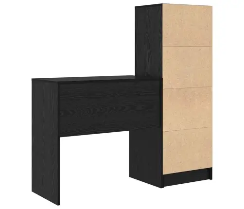 Laud Koos Hoiuruumiga 2 Pcs Must Tamm 80 X 40 X 76 Cm Tehispuit