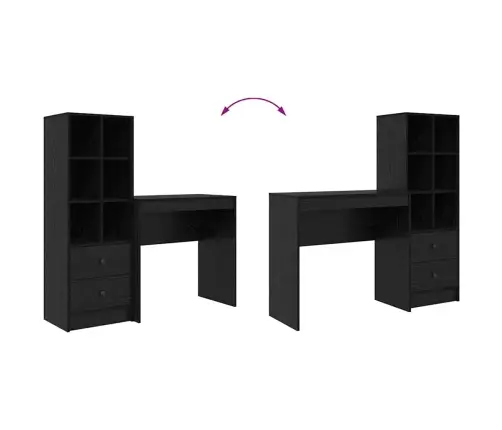 Laud Koos Hoiuruumiga 2 Pcs Must Tamm 80 X 40 X 76 Cm Tehispuit