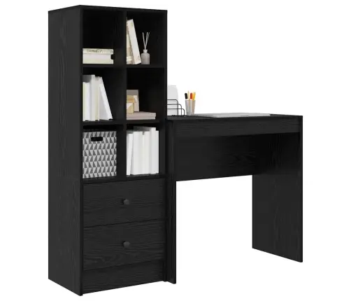 Laud Koos Hoiuruumiga 2 Pcs Must Tamm 80 X 40 X 76 Cm Tehispuit