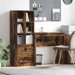Galds Ar Atvilktni Ar Plauktu Ar Uzglabāšanu 2 Pcs Dūmaka Ozols Vidaxl