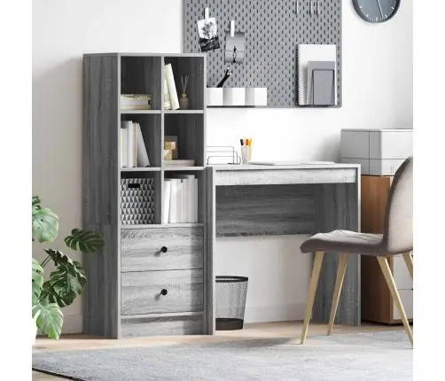 Stalas Su Stalčių 2 Pcs Pilkas Sonoma