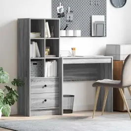 Galds Ar Atvilktni Ar Plauktu 2 Pcs Pelēks Sonoma Vidaxl Galds Ar Atvilktni Ar Plauktu 2 Pcs Pelēks Sonoma Vidaxl