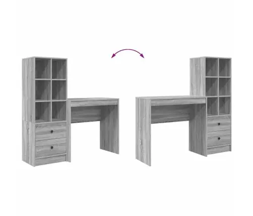 Stalas Su Stalčių 2 Pcs Pilkas Sonoma