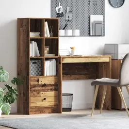 Galds Ar Atvilktni Ar Plauktu Ar Uzglabāšanu 2 Pcs Vecs Koks Vidaxl