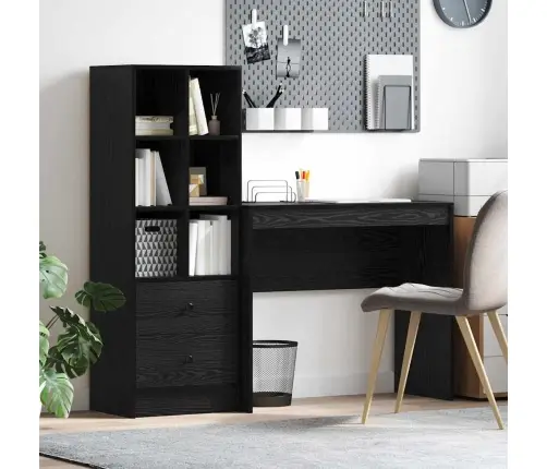 Laud Koos Hoiuruumiga 2 Pcs Must Tamm 90 X 40 X 76 Cm Tehispuit