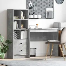 Galds Ar Uzglabāšanu 2 Pcs Betona Pelēks 90 X 40 X 76 Cm Vidaxl