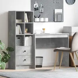 Stalas Su Stalčių 2 Pcs Betono Pilka