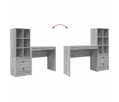 Galds Ar Uzglabāšanu Pelēks Sonoma Inženierijas Koks Vidaxl