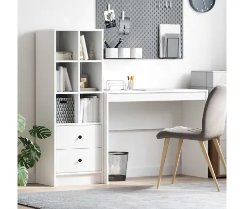 Laud Koos Hoiuruumiga Sahtliga Riiuliga 2 Pcs Valge Tehispuit