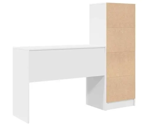 Laud Koos Hoiuruumiga Sahtliga Riiuliga 2 Pcs Valge Tehispuit