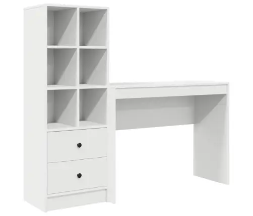 Laud Koos Hoiuruumiga Sahtliga Riiuliga 2 Pcs Valge Tehispuit