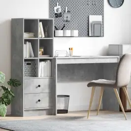 Galds Ar Atvilktni Ar Plauktu 2 Pcs Betona Pelēks Vidaxl Galds Ar Atvilktni Ar Plauktu 2 Pcs Betona Pelēks Vidaxl